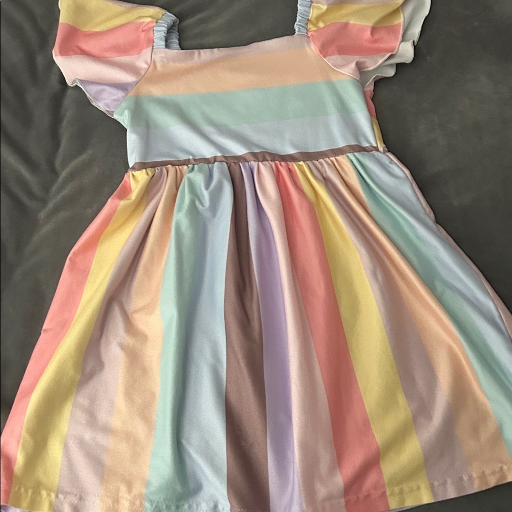 Colorful Striped flutter Sleeve Dress - Picture 2 of 2